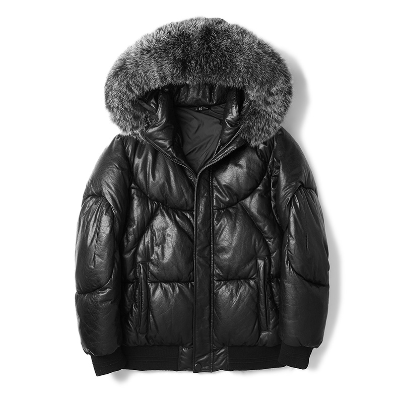 真皮連帽毛領羽絨服 真皮連帽毛領羽絨服